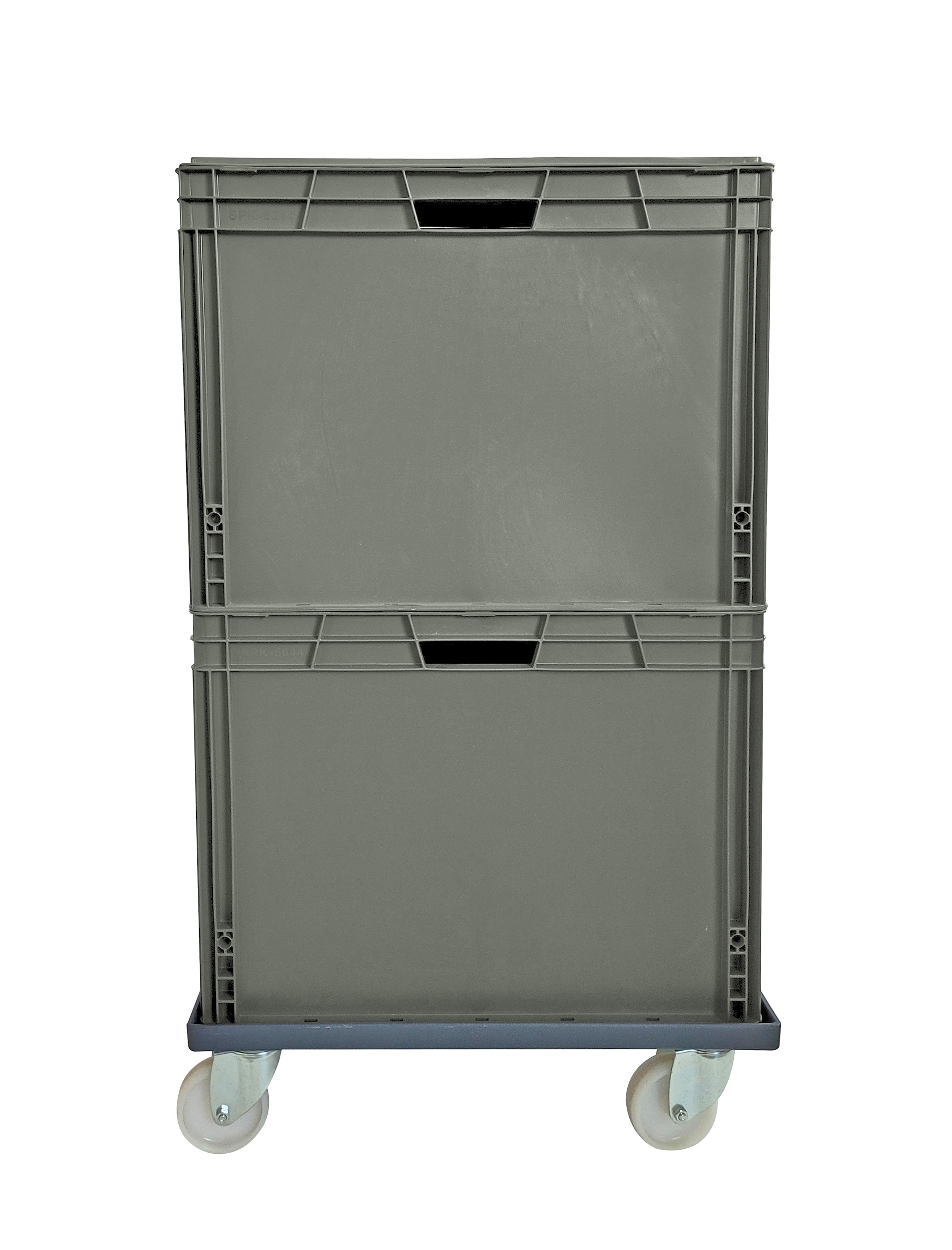 Wheeled trolley for handling crate