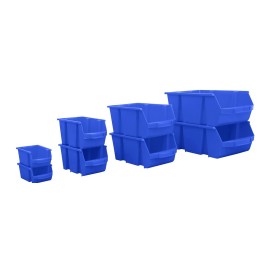 Nestable and stackable bin with a capacity ranging from 1L to 28L