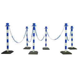 Kit 6 poteaux de balisage abs monobloc avec 10 m chaine - base vide