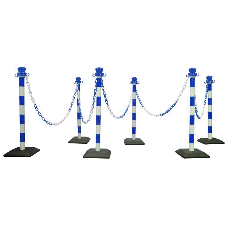 Kit 6 poteaux de balisage abs monobloc avec 10 m chaine - base vide