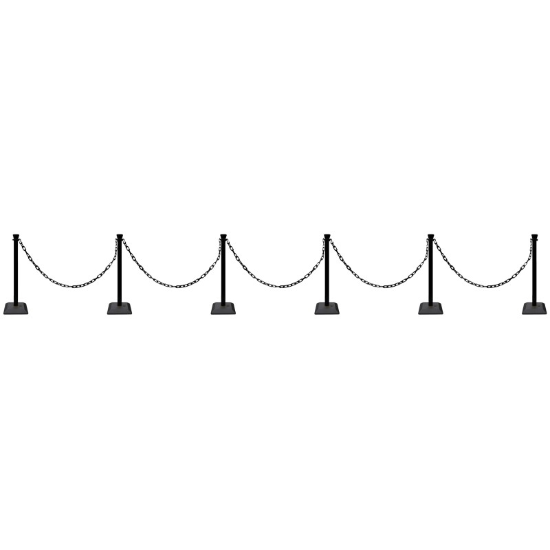Kit 6 poteaux de balisage abs monobloc avec 10 m chaine - base lestée