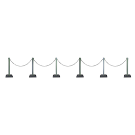 Kit 6 poteaux de balisage abs monobloc avec 10 m chaine - base lestée