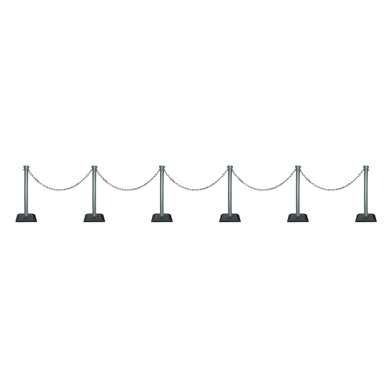 Kit 6 poteaux de balisage abs monobloc avec 10 m chaine - base lestée