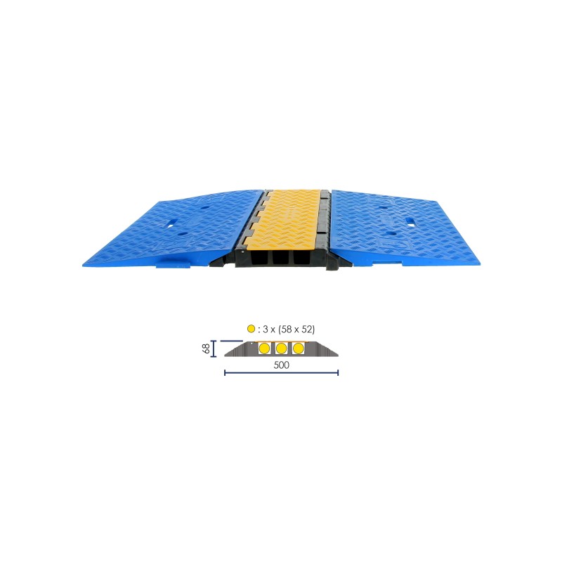 3-Channel Cable Protector ø 58x52 mm – with PRM Ramp