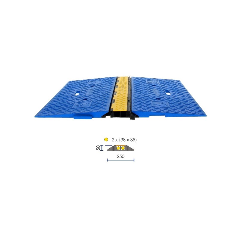2-channel cable protector (35 × 38 mm) – with wheelchair-accessible ramp