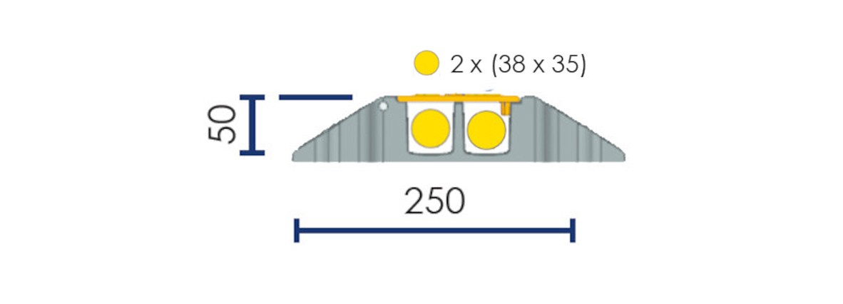 2-channel cable protector (35 × 38 mm) – with wheelchair-accessible ramp