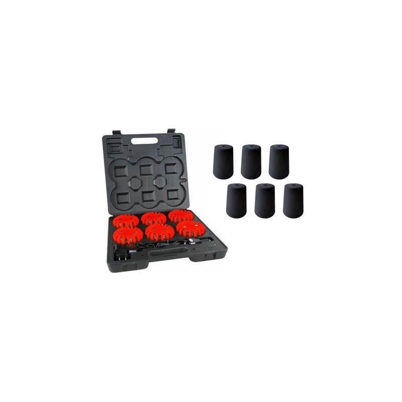 Set of 6 9-position LED flashing construction lamps