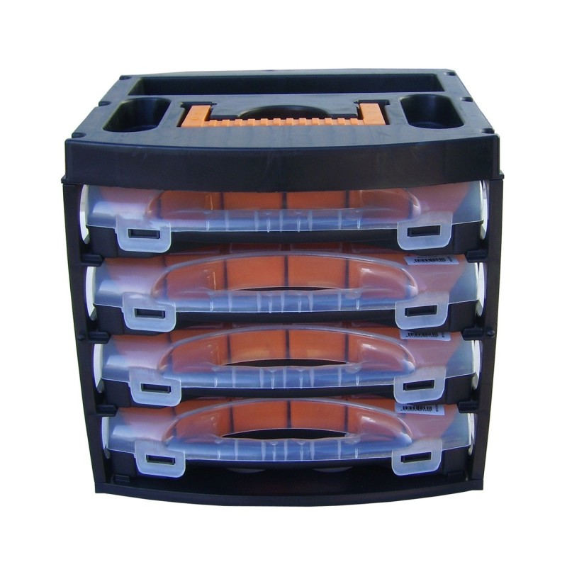 Transport case with 4 bucket-style cases