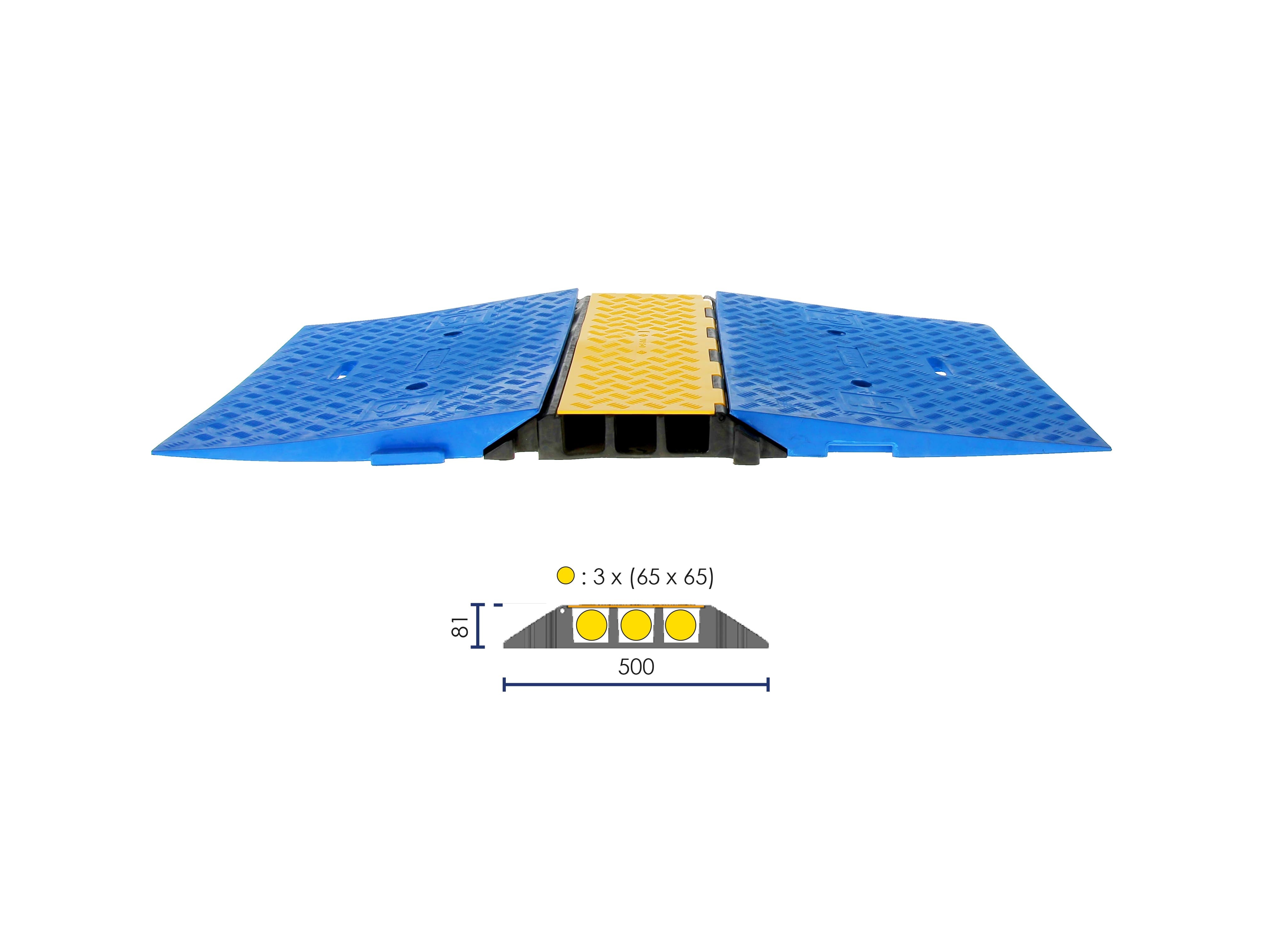 3-channel cable protector (Ø65 mm) – with wheelchair-accessible ramp