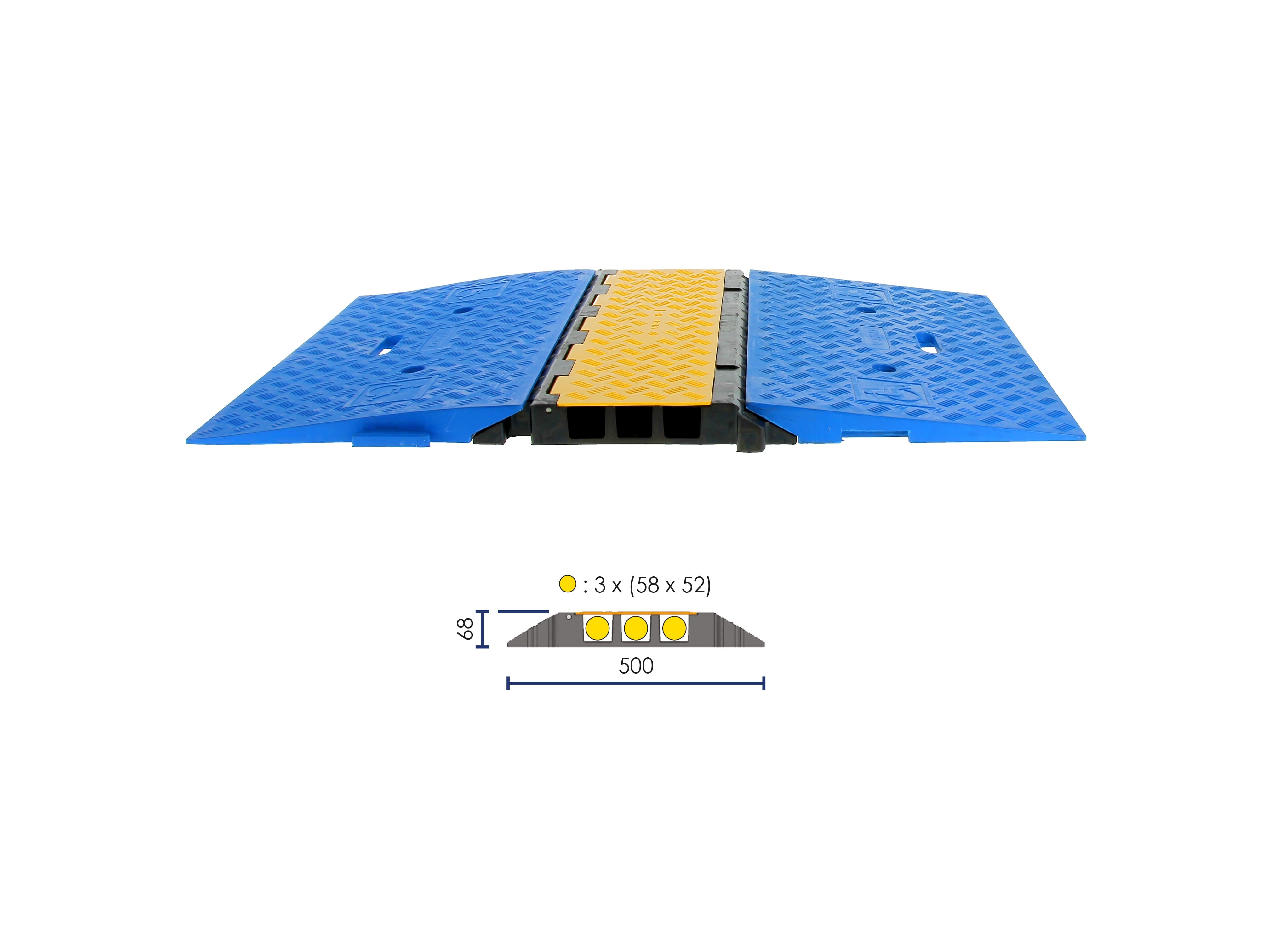 Passe-câbles 3 canaux (58x52 mm) avec rampe PMR