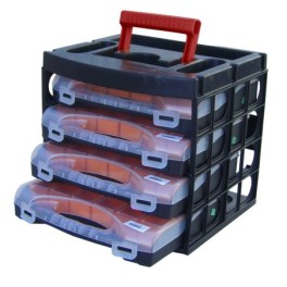 Transport case with 4 bucket-style cases