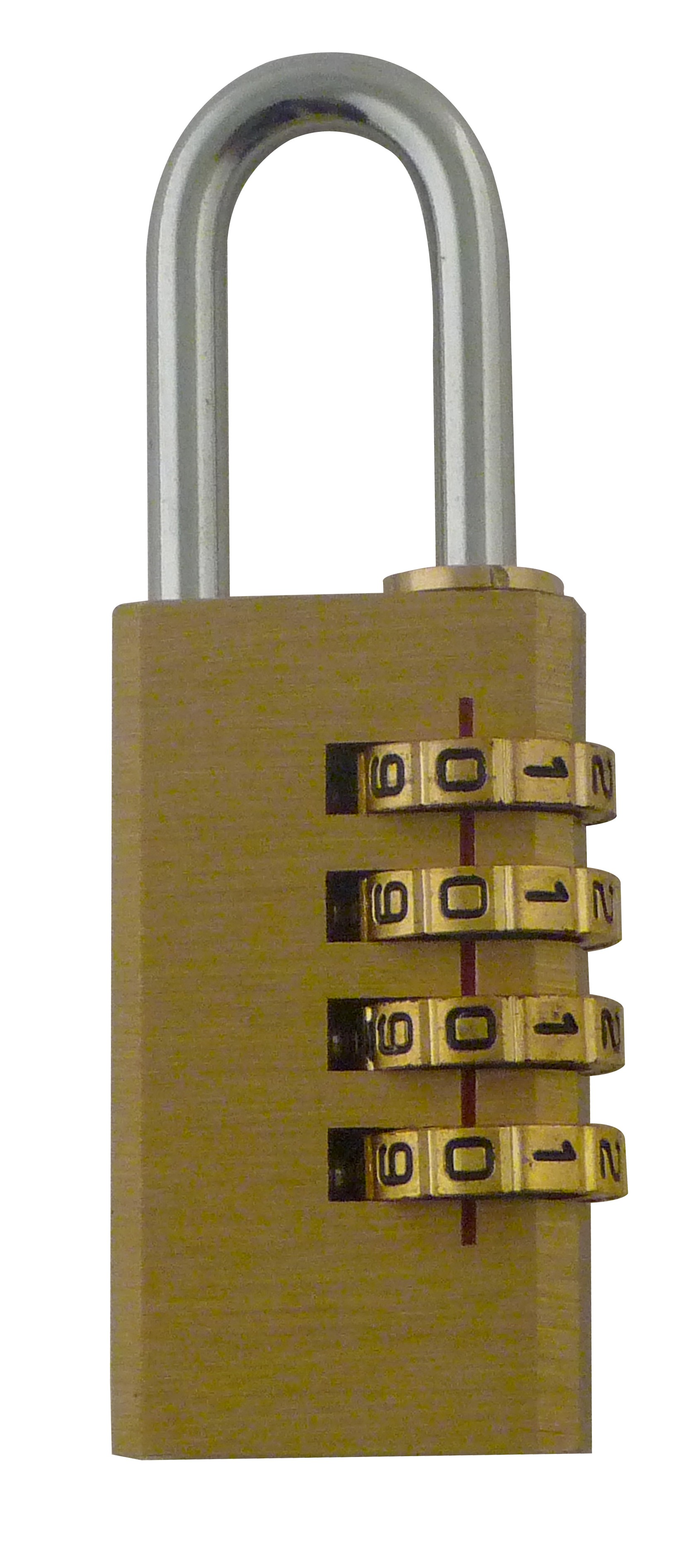 Brass combination padlock with 4 digits