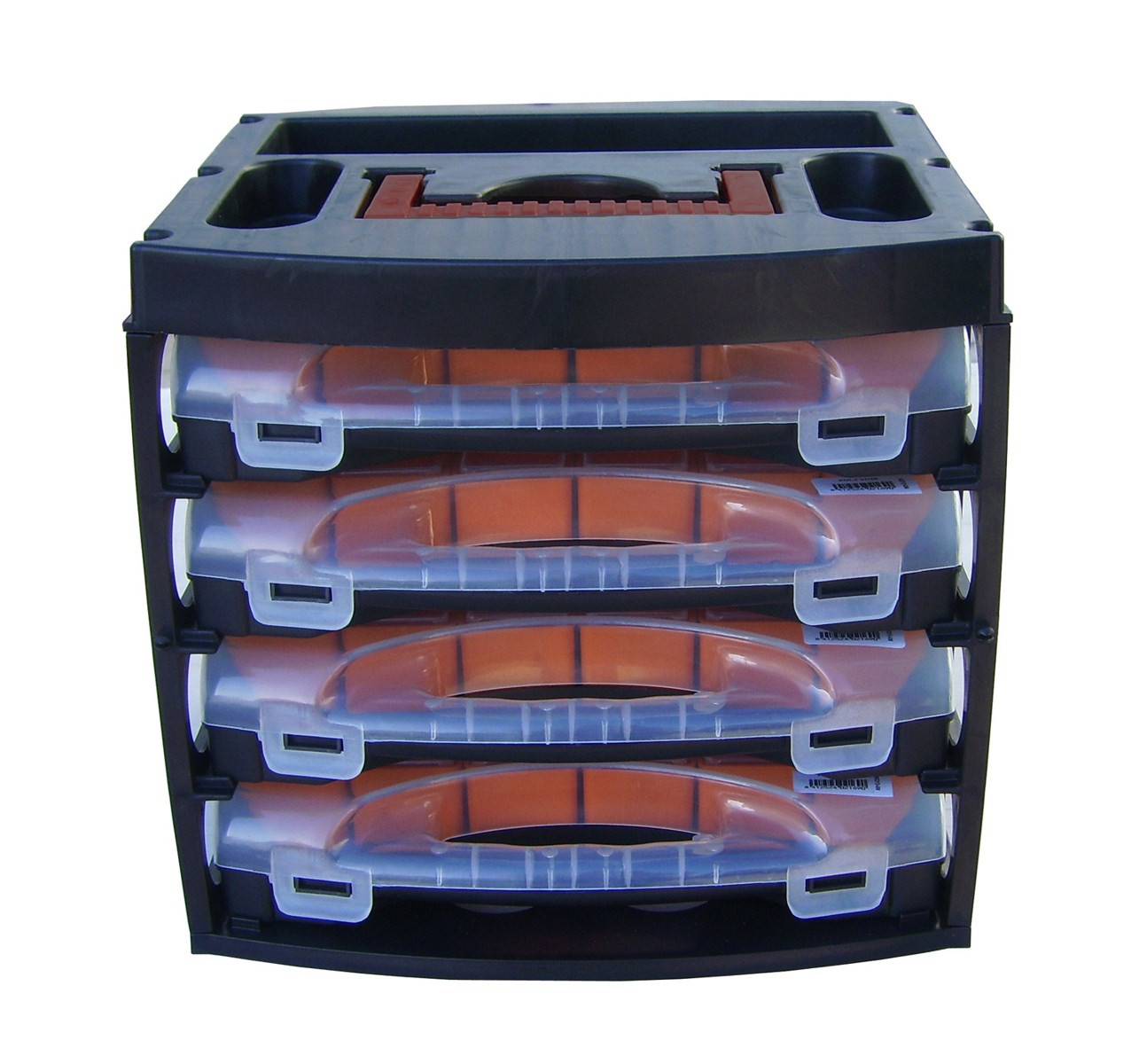 Transport case with 4 bucket-style cases