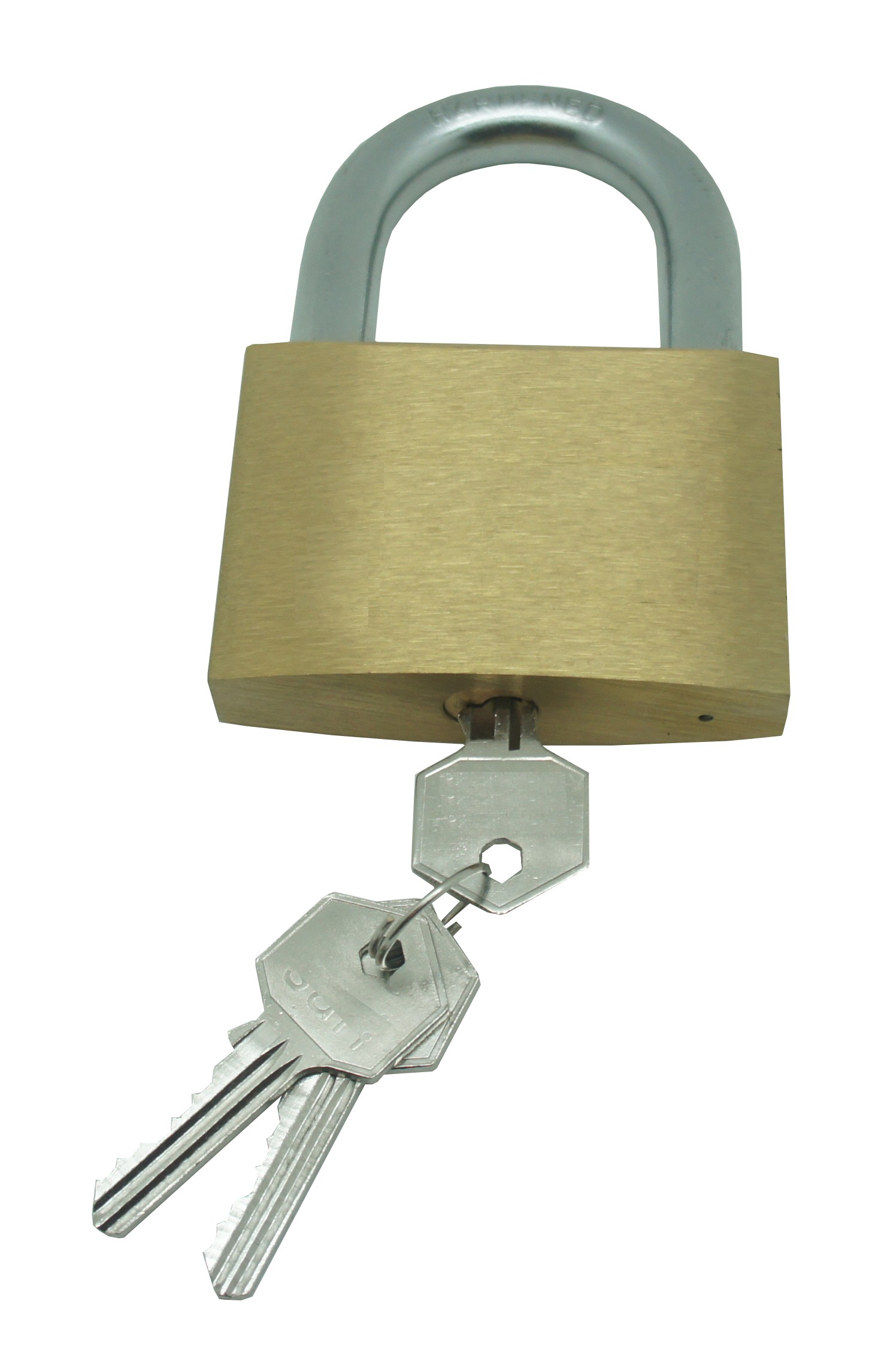 Standard brass padlock with keys