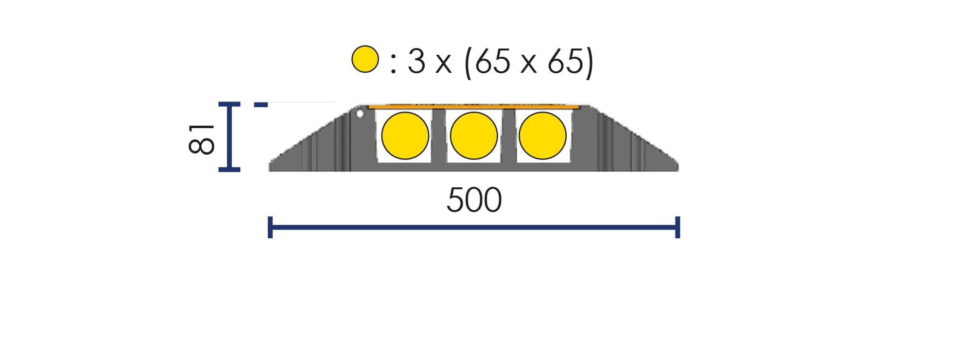 3-channel cable protector (Ø65 mm) – with wheelchair-accessible ramp