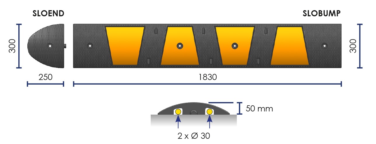Monobloc speed bump 30 km/h