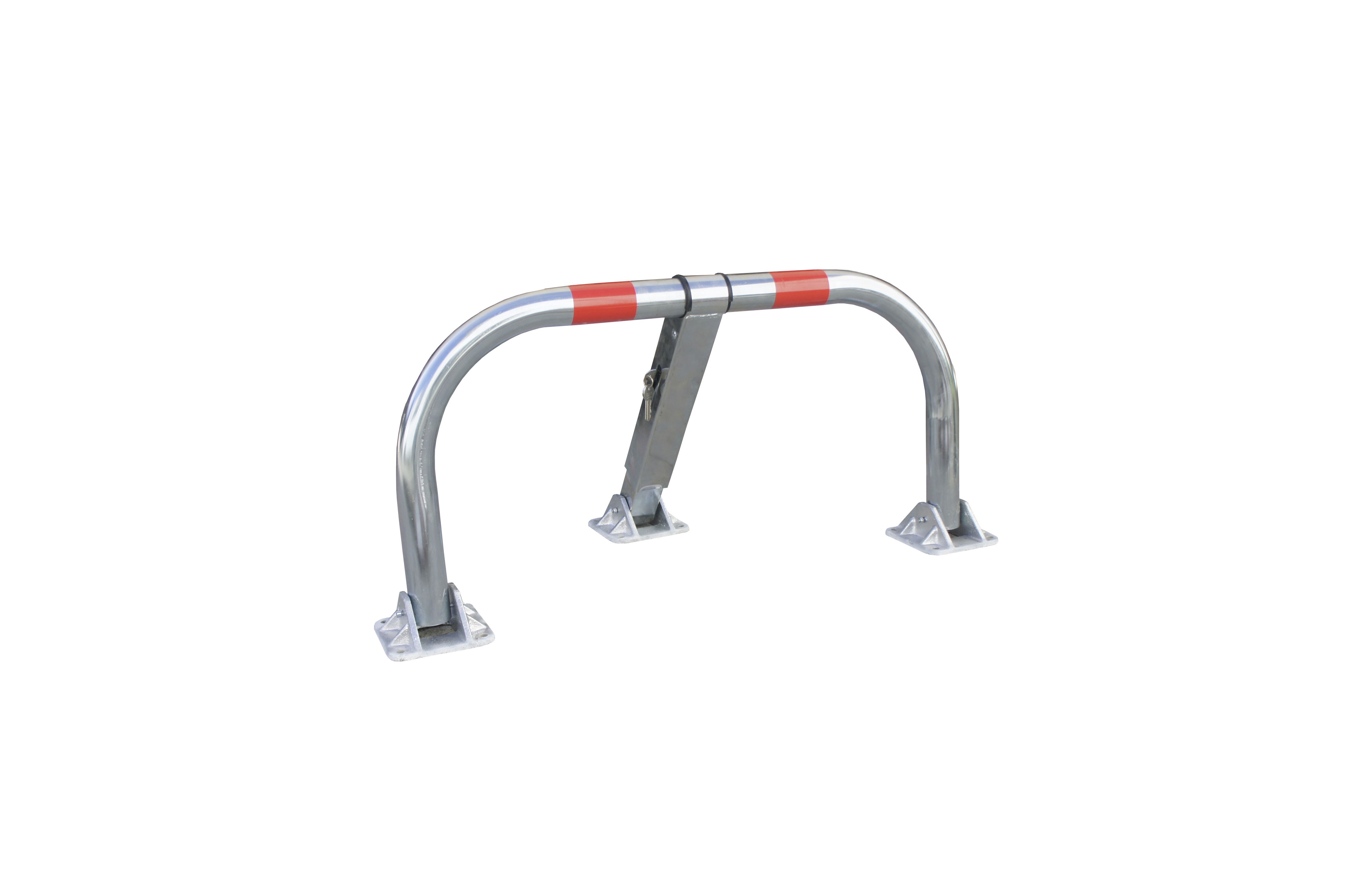 High-resistance parking bollard with cast iron feet