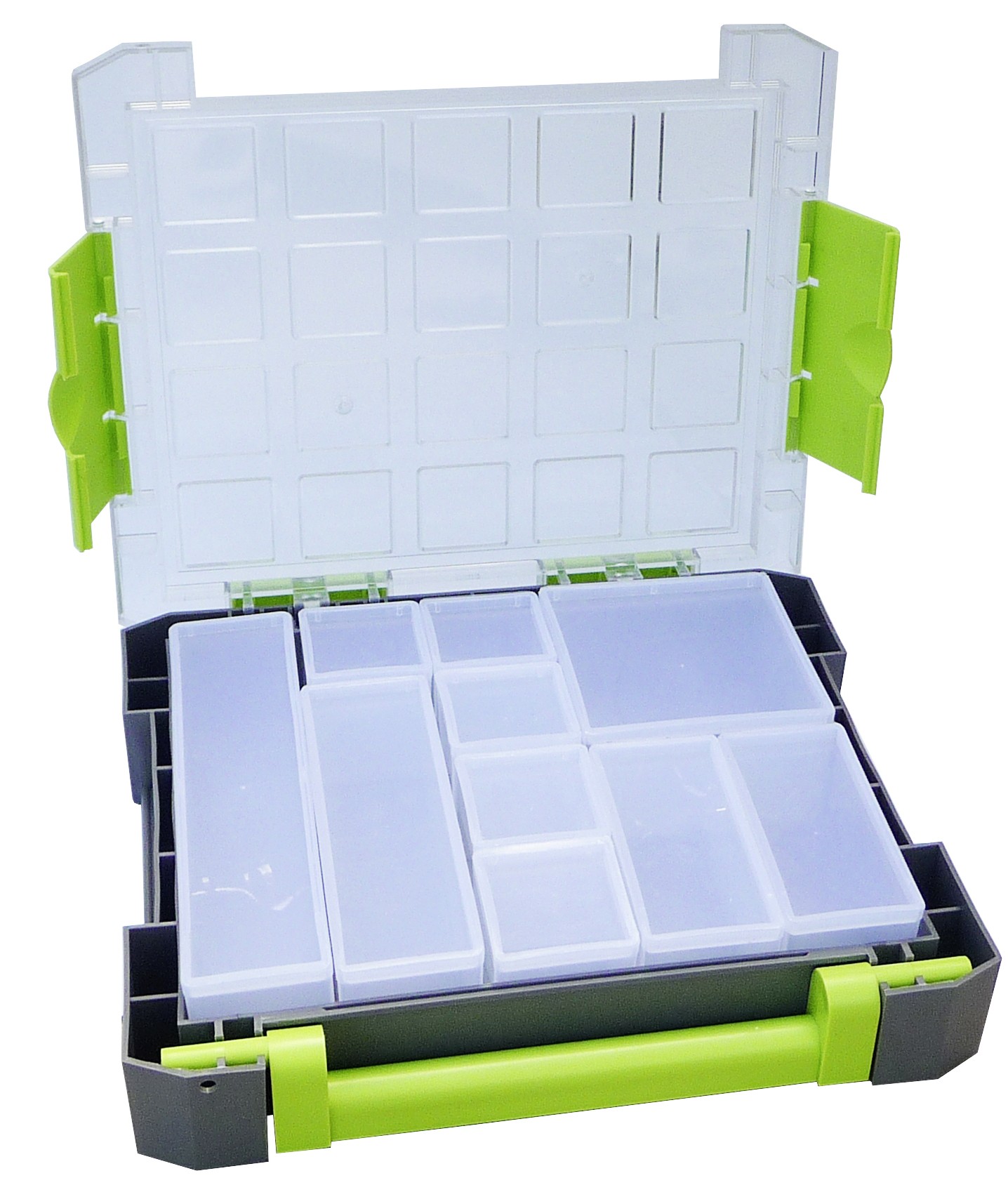 case with removable lidded containers