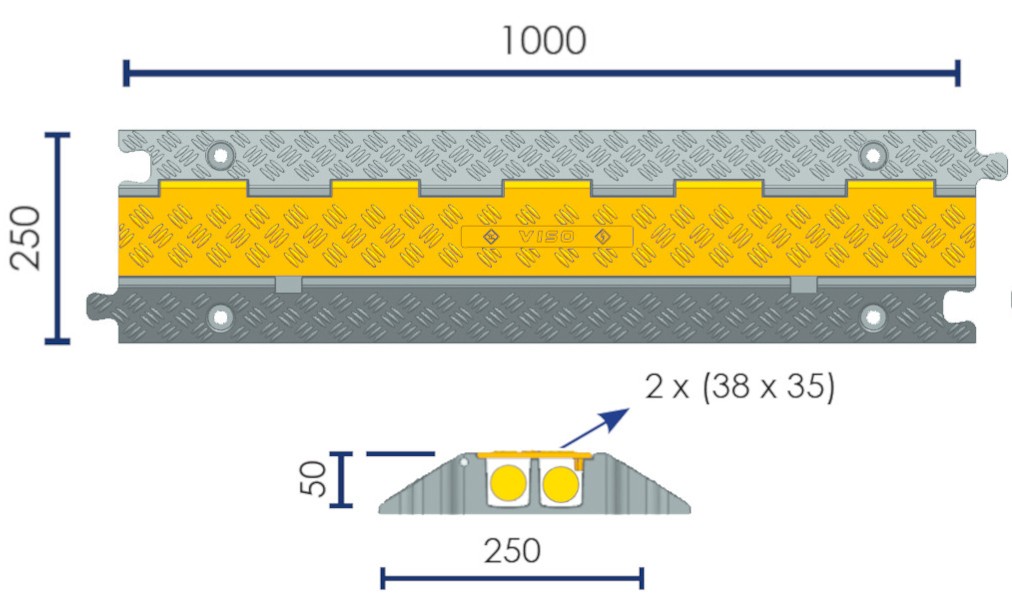 2-channel cable protector (35 × 38 mm)