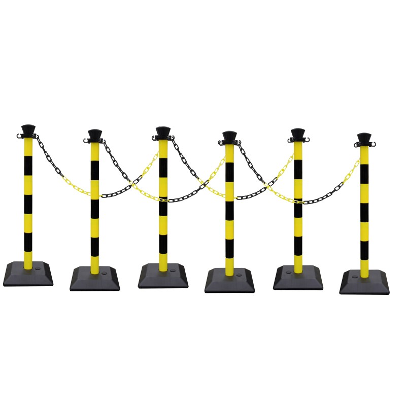 Kit 6 poteaux abs avec 10 m de chaine - base lestée