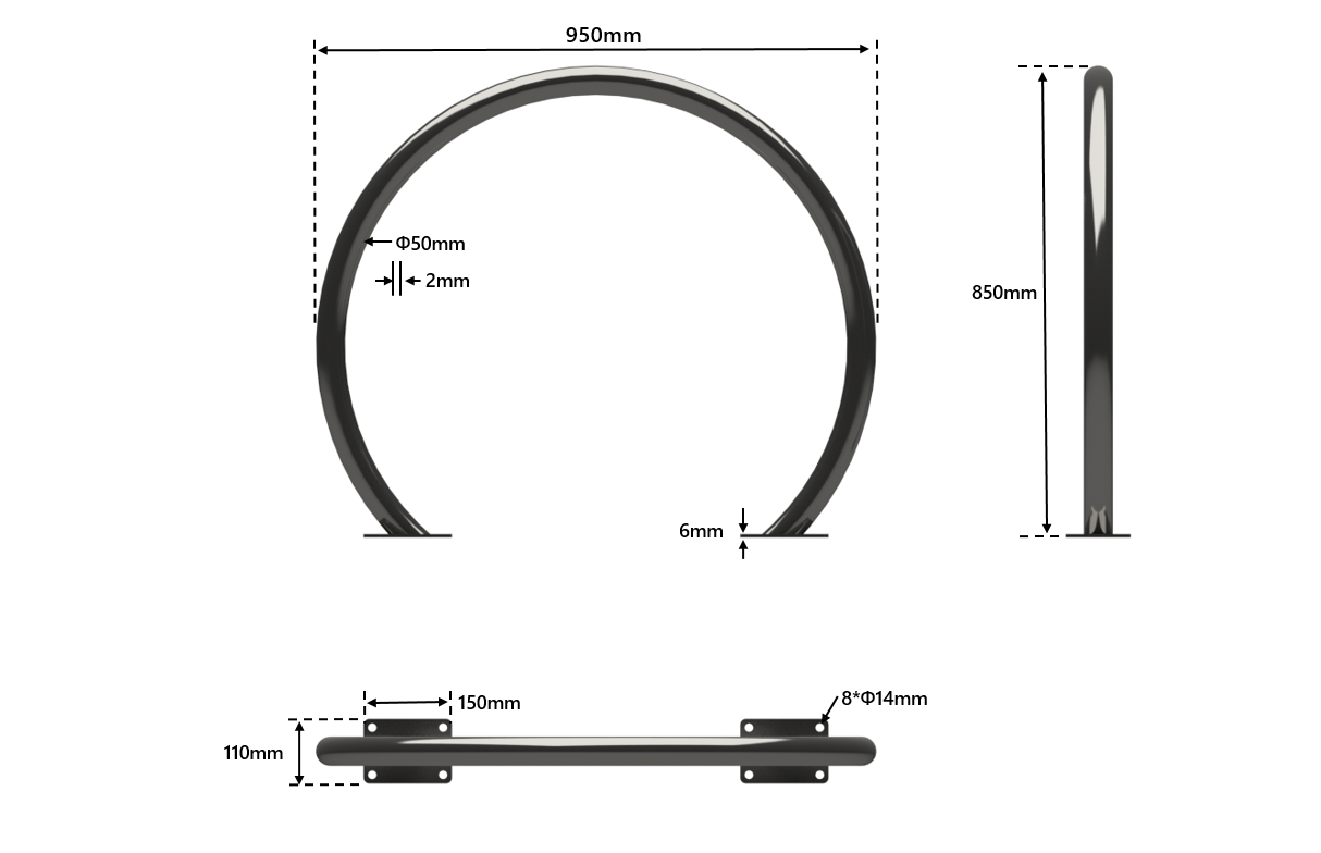 Arceau vélo rond inox