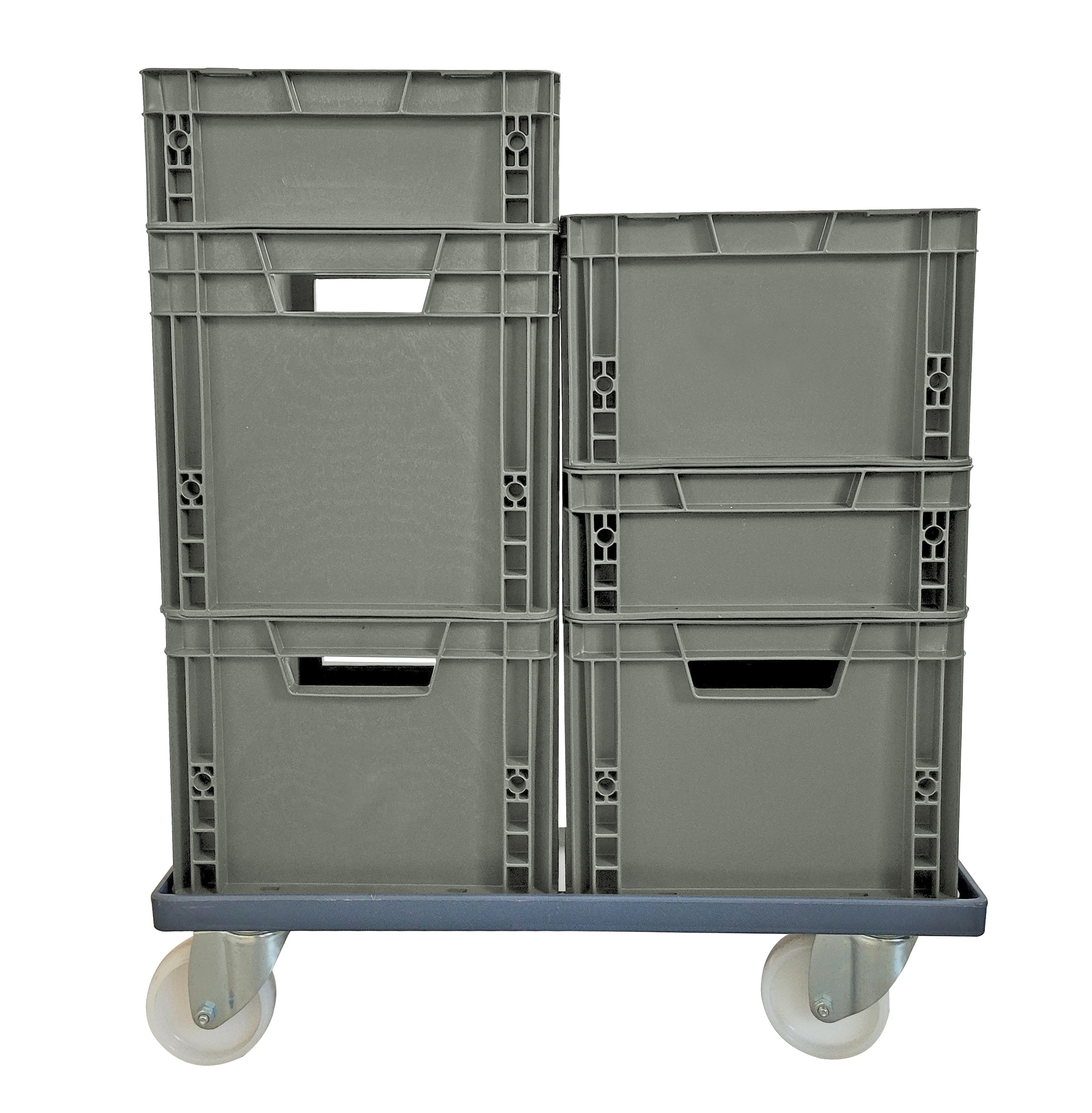 Wheeled trolley for handling crate