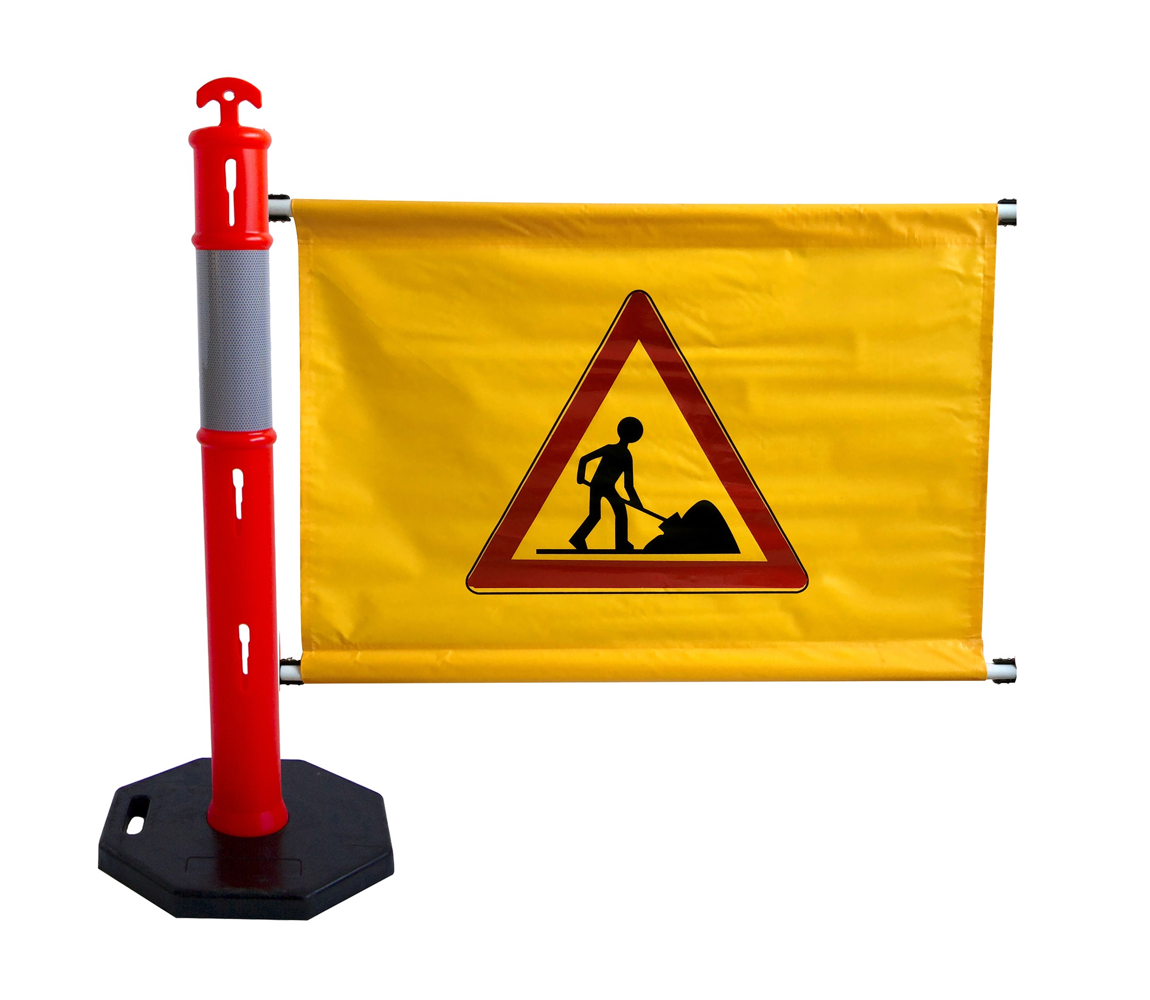 High visibility bollard with tarpaulin
