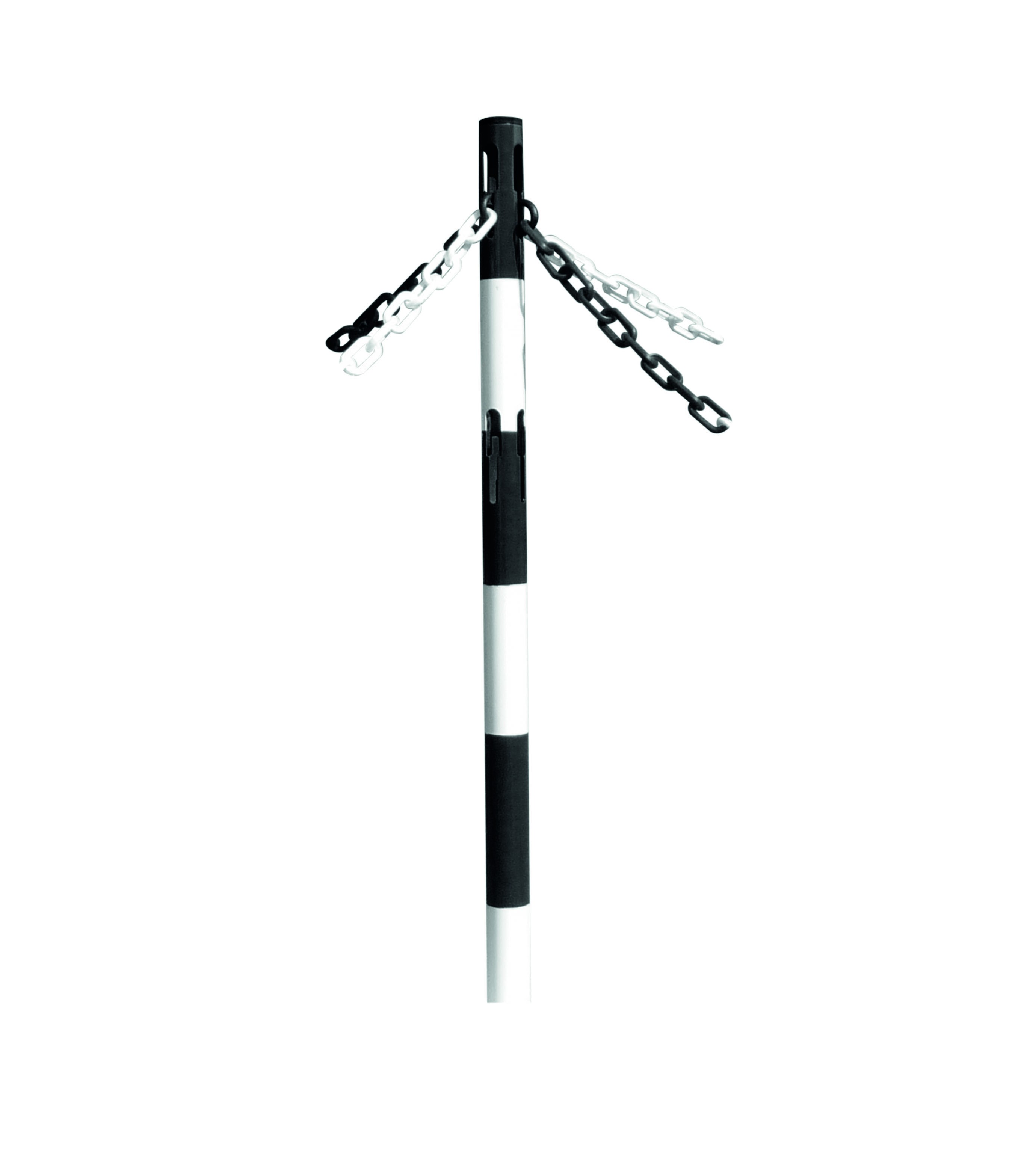 Steel bollard with base and chain
