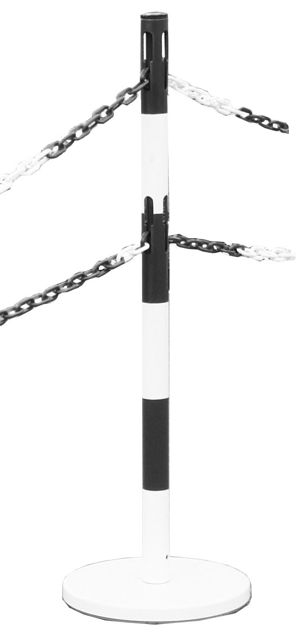 Steel bollard with base and chain