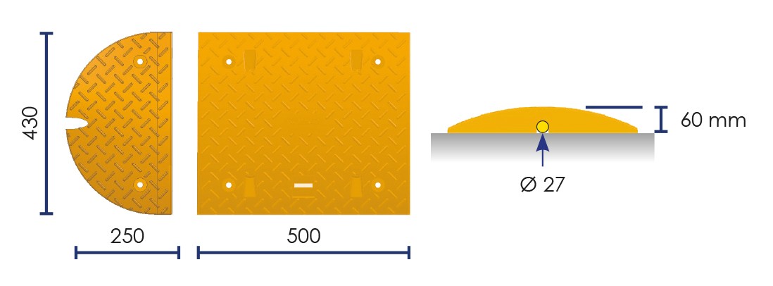Adjustable speed bump end cap