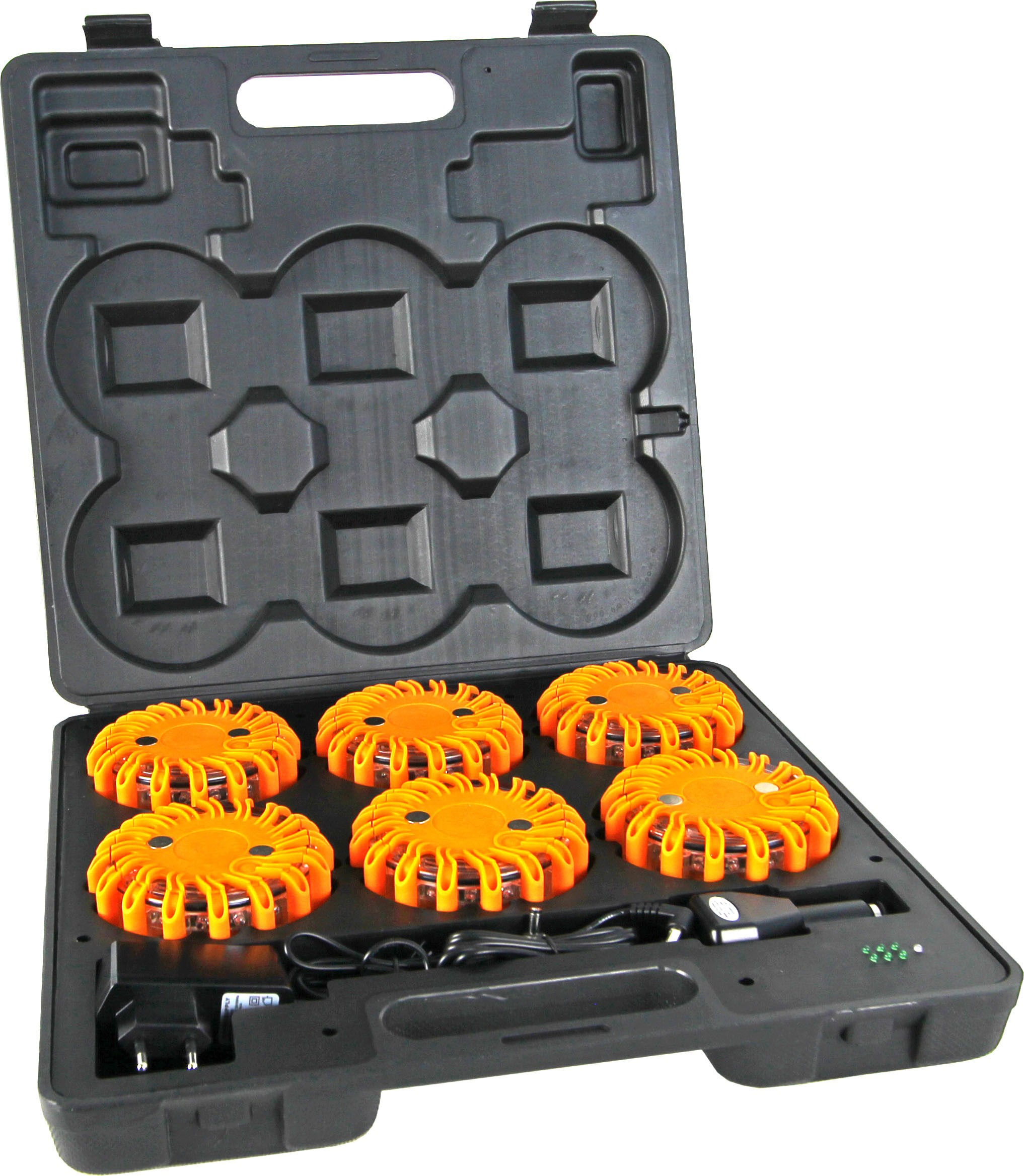 Set of 6 9-position LED flashing construction lamps