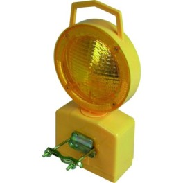 Solar-powered LED flashing construction lamp