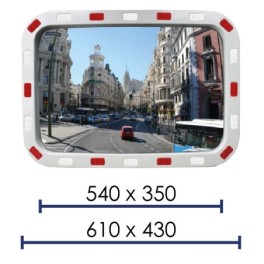Safety mirror with reflective stripes