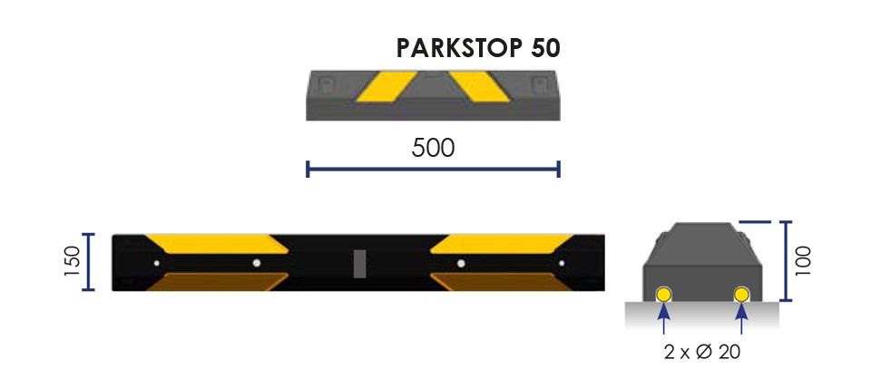Black/Yellow rubber parking stop