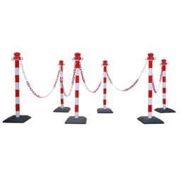 Kit 6 poteaux de balisage abs monobloc avec 10 m chaine - base vide