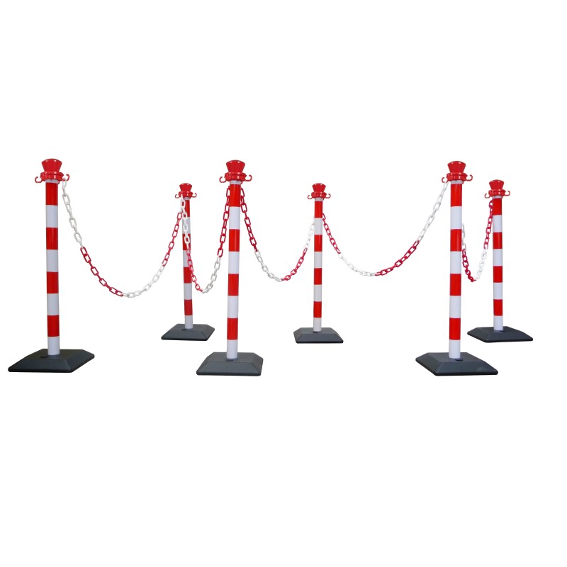 Kit 6 poteaux de balisage abs monobloc avec 10 m chaine - base vide