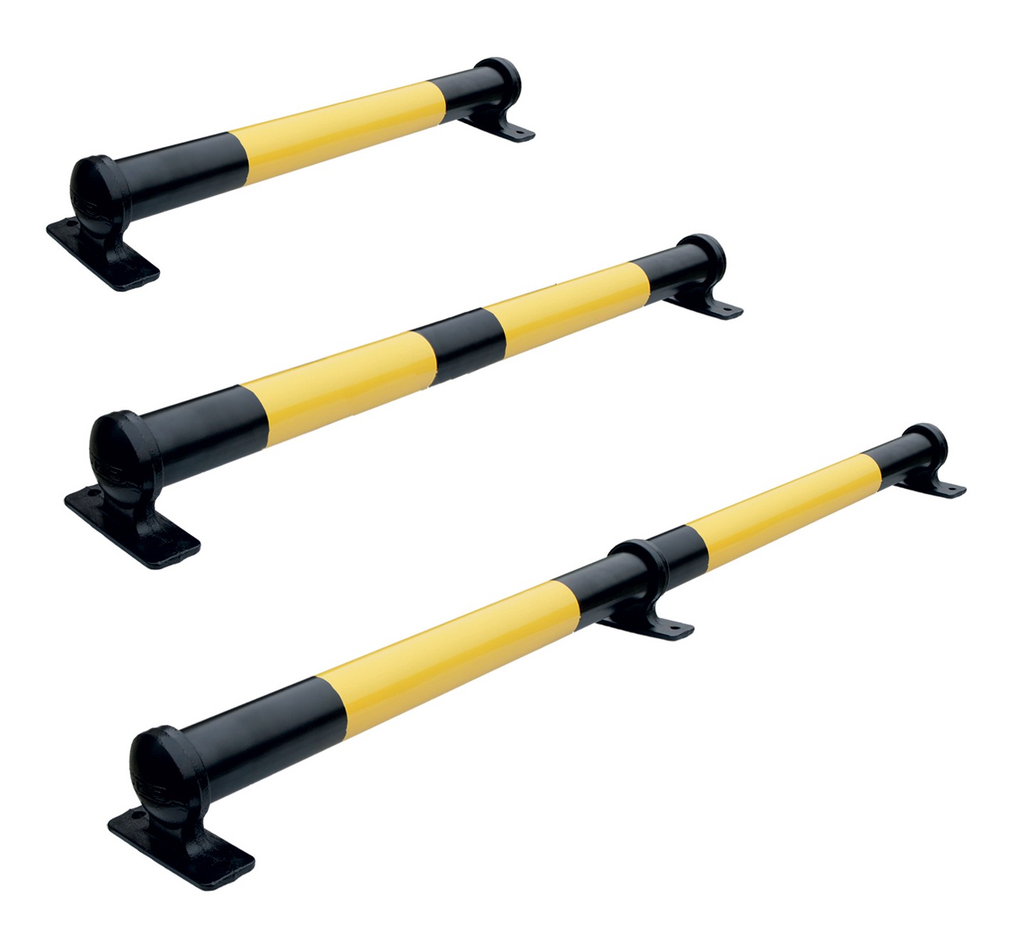 Black/Yellow steel and cast iron parking stop
