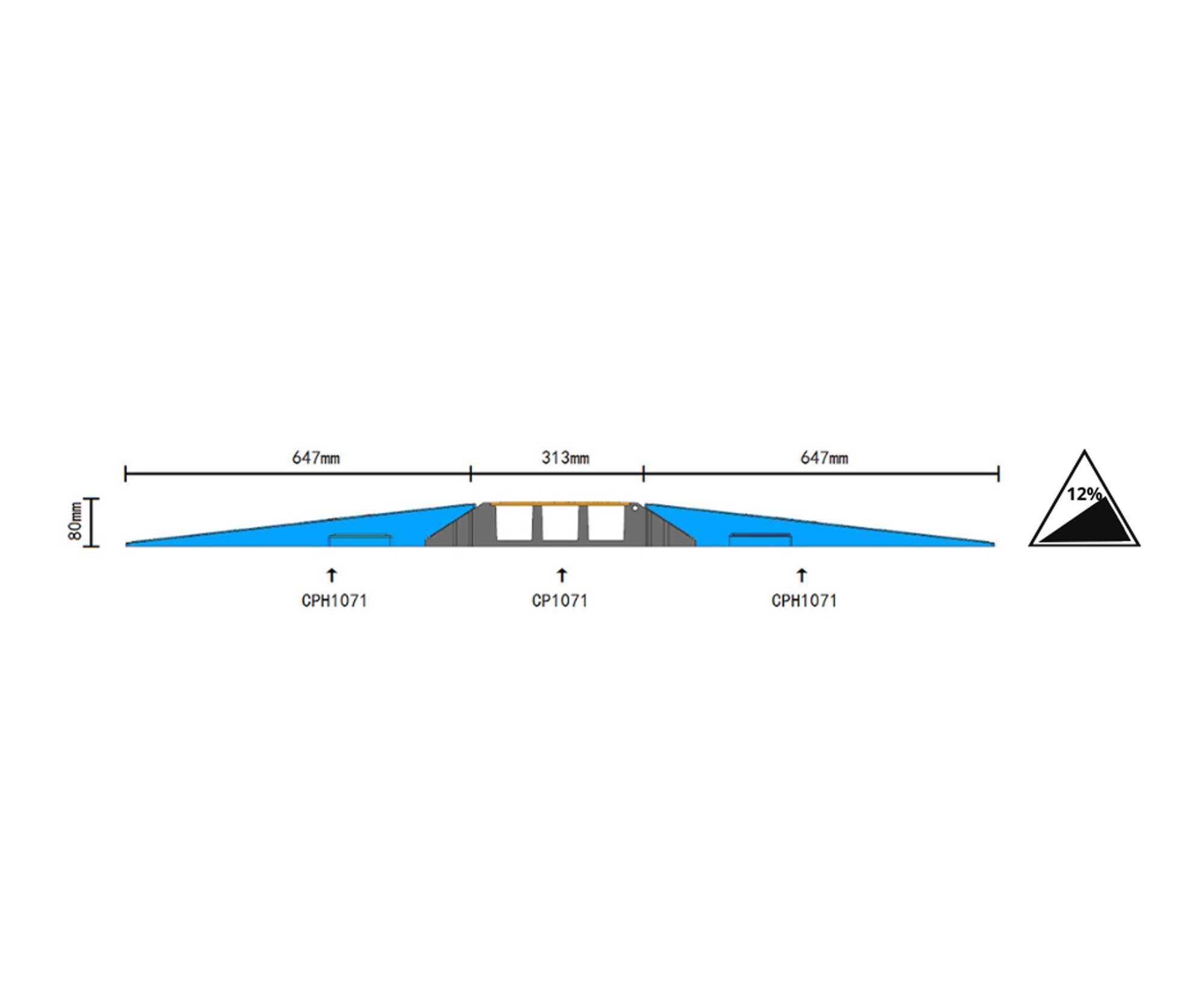 3-channel cable protector (Ø65 mm) – with wheelchair-accessible ramp