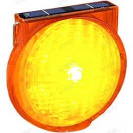 Solar-powered LED flashing construction lamp