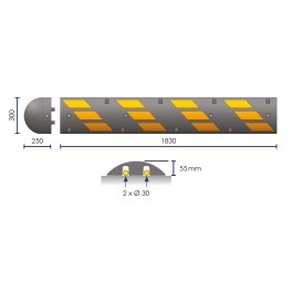 High-visibility monobloc speed bump - 30 km/h