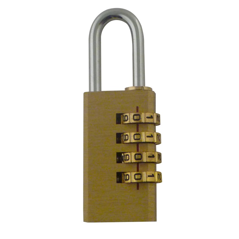 brass combination padlock with 4 digits