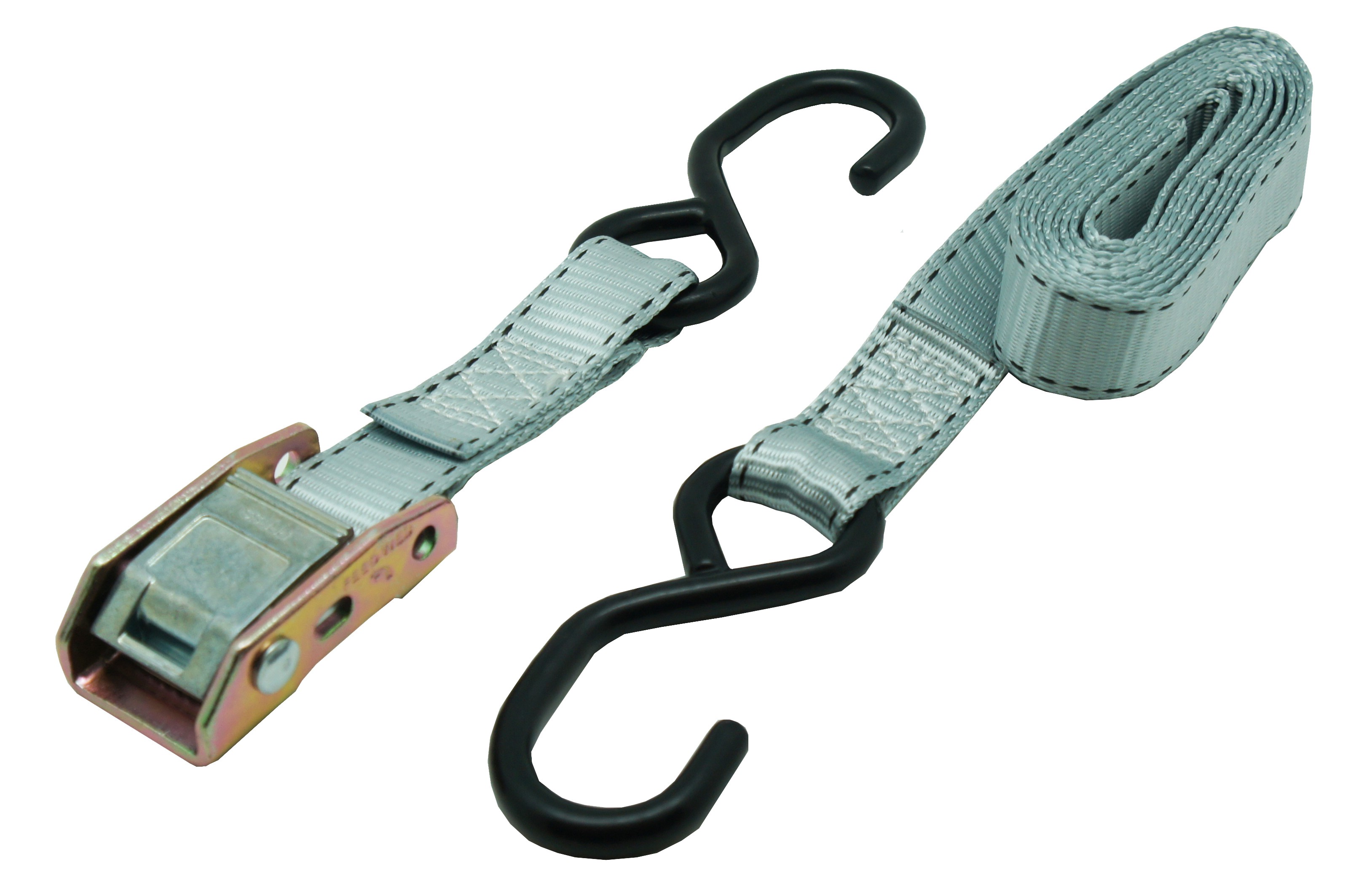 Self-locking buckle ratchet tie down + 2 hooks 